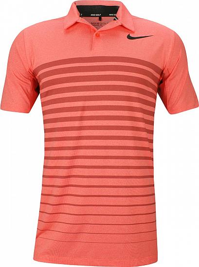 Nike Dri-FIT Heather Stripe Golf Shirts - Siren Red