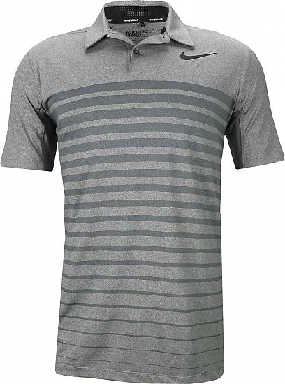 Nike Dri-FIT Heather Stripe Golf Shirts - Dark Grey