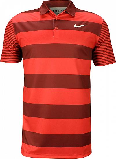 Nike Dri-FIT Breathe Bold Stripe Golf Shirts - Siren Red