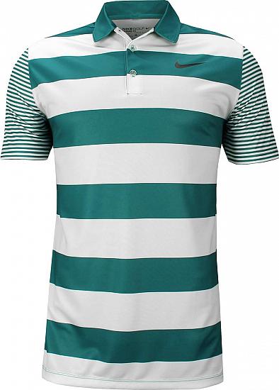 Nike Dri-FIT Breathe Bold Stripe Golf Shirts - Blustery Blue