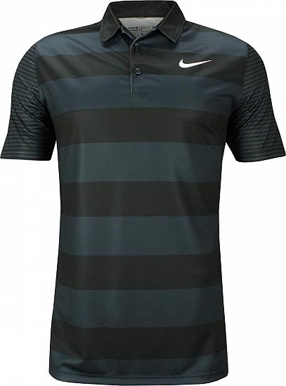 Nike Dri-FIT Breathe Bold Stripe Golf Shirts - Armory Navy