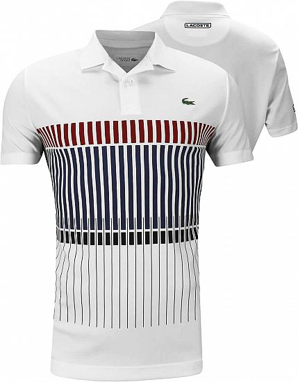 Lacoste Tech Pique Vertical Stripe Golf Shirts - ON SALE - HOLIDAY SPECIAL