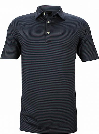 Dunning Stripe Yarn Dye Jersey Golf Shirts - Brick Peacock