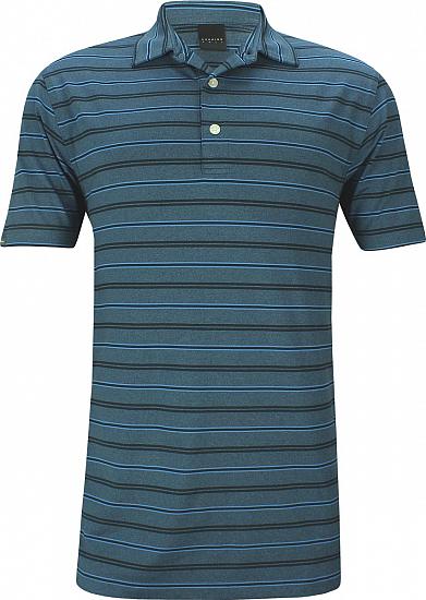 Dunning Tri-Color Stripe Golf Shirts - Peacock