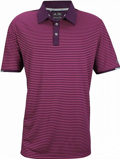 Adidas ClimaChill Tonal Stripe Golf Shirts - Red Night - ON SALE