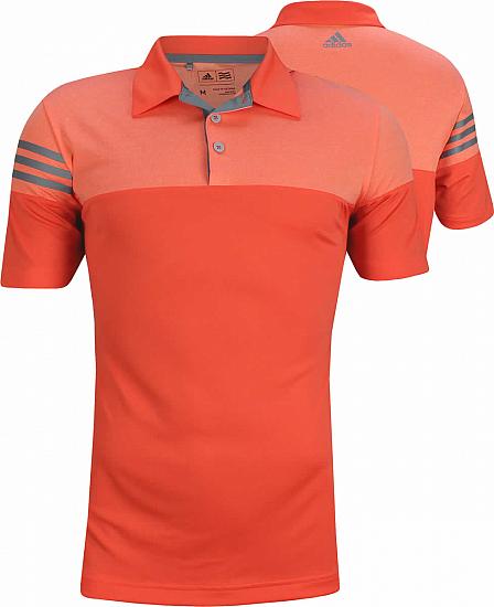 Adidas 3-Stripes Heather Block Golf Shirts - Blaze Orange