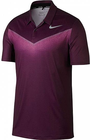 Nike Dri-FIT Chevron Print Golf Shirts - Bordeaux Purple - CLOSEOUTS
