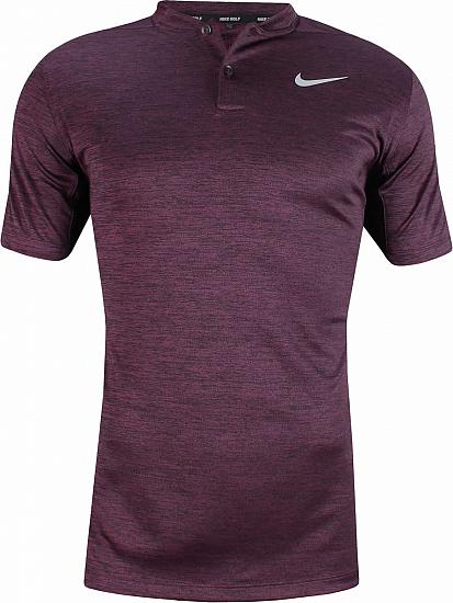 Nike Dri-FIT Heather Blade Golf Shirts - Bordeaux Purple
