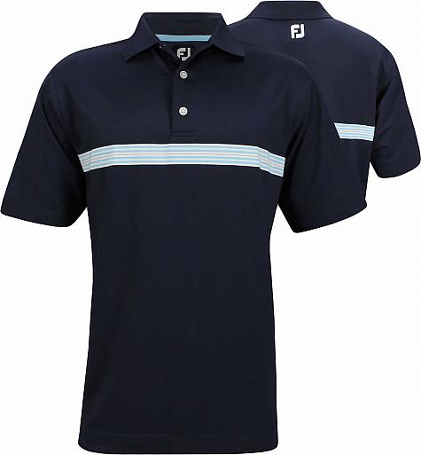 FootJoy Lisle Multi Stripe Chestband Knit Collar Golf Shirts - Prescott Collection - FJ Tour Logo Available - Previous Season Style