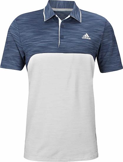 Adidas Ultimate 365 Heather Blocked Golf Shirts - Noble Indigo - ON SALE