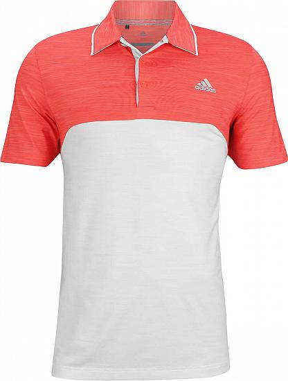 Adidas Ultimate 365 Heather Blocked Golf Shirts - Hi Res Red