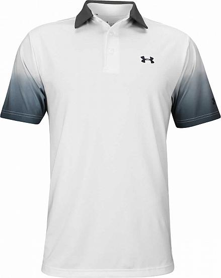 Under Armour Playoff Ombre Golf Shirts - White - ON SALE