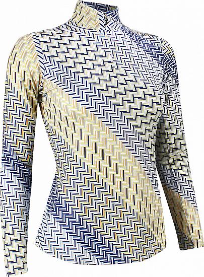 EP Pro Women's Parquet Geo Tile Print Long Sleeve Golf Shirts
