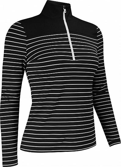FootJoy Women's Stripe with Solid Yoke Half-Zip Golf Pullovers - FJ Tour Logo Available - Previous Season Style