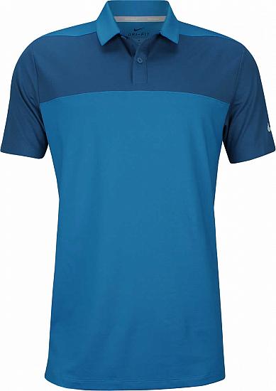 Nike Dri-FIT Color Block Sleeve Logo Golf Shirts - Blue Nebula
