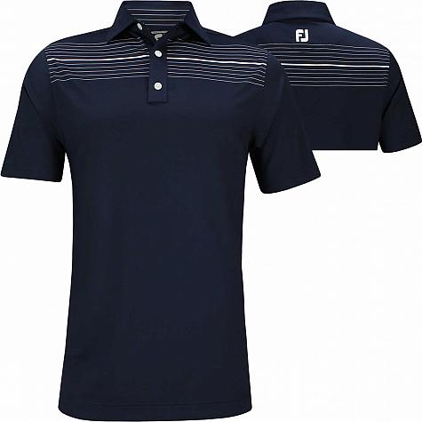 FootJoy ProDry Performance Lisle Chest Pinstripe Self Collar Golf Shirts - Athletic Fit - FJ Tour Logo Available - Previous Season Style