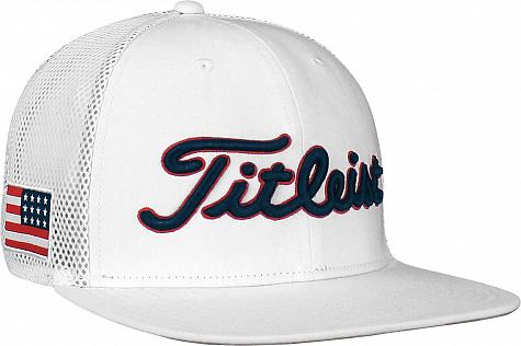 Titleist USA Flag Tour Flat Bill Snapback Mesh Adjustable Golf Hats