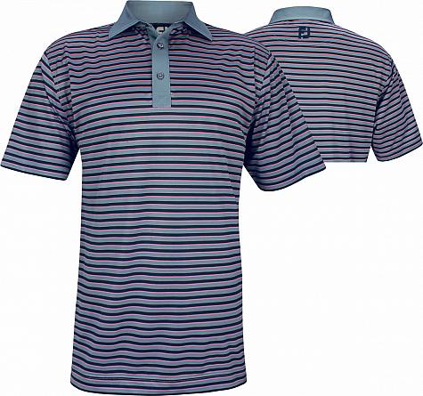 FootJoy Super Stretch Baby Pique Multi Stripe Self Collar Golf Shirts - Slate - FJ Tour Logo Available - Previous Season Style