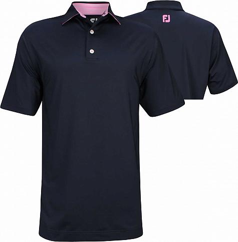 FootJoy Solid Lisle with Micro Stripe Accent Self Collar Golf Shirts - FJ Tour Logo Available - Previous Season Style