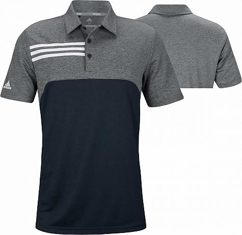 Adidas 3-Stripes Heather Blocked Golf Shirts - ON SALE