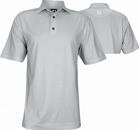 FootJoy Lisle Granite Print Golf Shirts with Self Collar - Grey and White - FJ Tour Logo Available