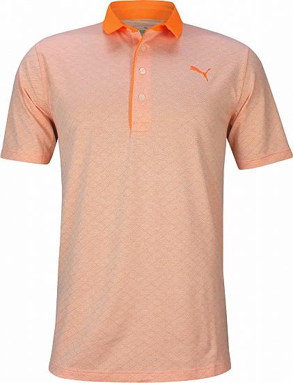 Puma Diamond Jacquard Golf Shirts - Vibrant Orange