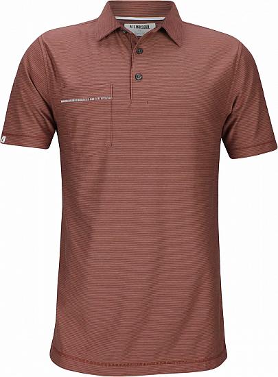 Linksoul LS1119 Dry-Tech Cotton Blend Stripe Pocket Golf Shirts - Cedar