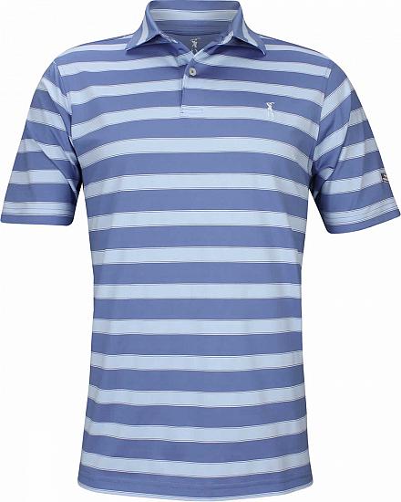 Fairway & Greene USA Buzz Stripe Jersey Golf Shirts - Baltic
