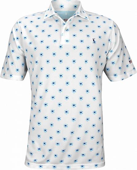 Fairway & Greene USA Johnson Print Pique Golf Shirts - White