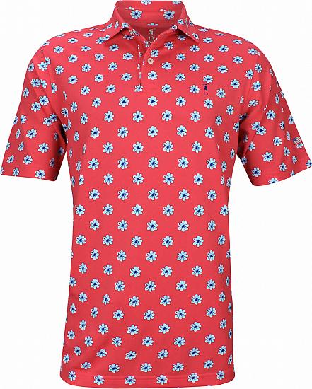 Fairway & Greene USA Johnson Print Pique Golf Shirts - Fireball