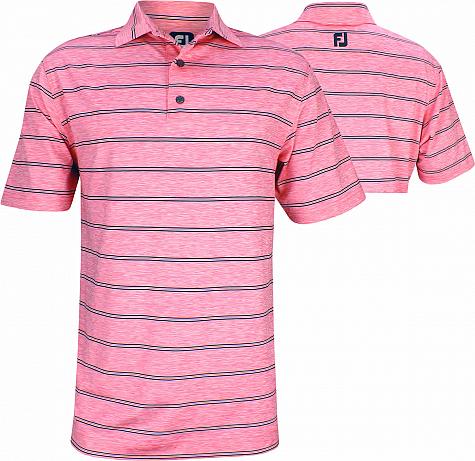 FootJoy Space Dye Lisle Multi Stripe Golf Shirts with Self Collar - Island Pink - FJ Tour Logo Available
