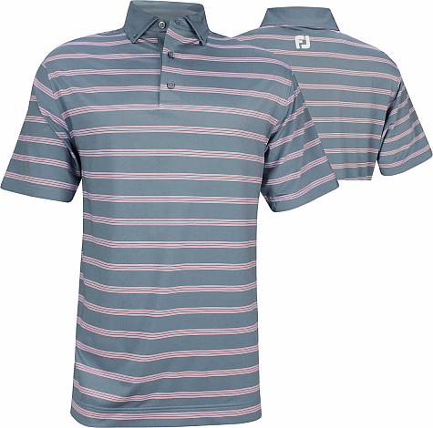 FootJoy Lisle Multi Stripe Golf Shirts with Solid Button Down Collar - FJ Tour Logo Available - Previous Season Style