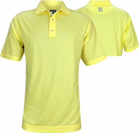 FootJoy Super Stretch Baby Pique Double Dash Print Golf Shirts with Knit Collar - Lemon - FJ Tour Logo Available