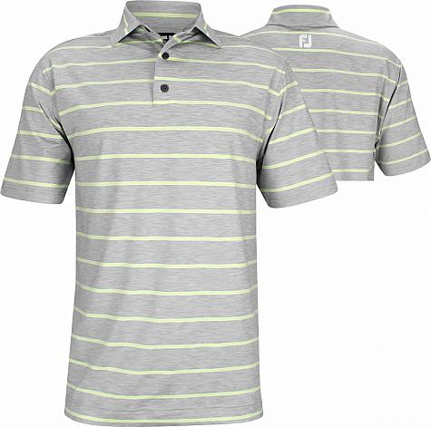 FootJoy Space Dye Lisle Multi Stripe Golf Shirts with Self Collar - Grey - FJ Tour Logo Available