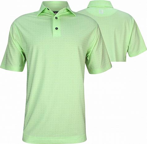 FootJoy Lisle Grid Print Golf Shirts with Self Collar - Honeydew - FJ Tour Logo Available