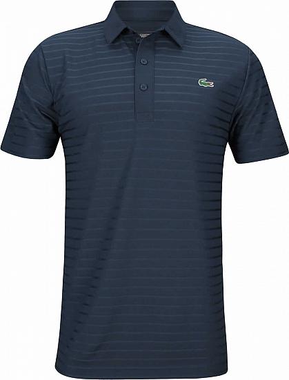 Lacoste Tech Jersey Stripe Jacquard Golf Shirts - Inkwell - HOLIDAY SPECIAL