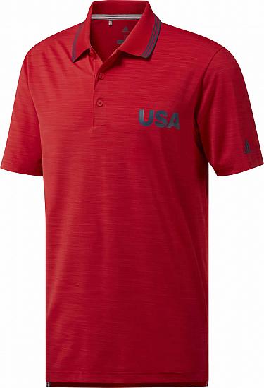 Adidas Ultimate 365 USA Heather Golf Shirts - Scarlet Red