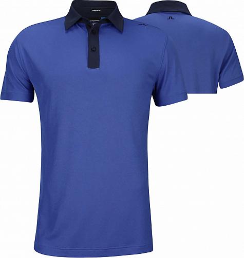 J.Lindeberg Henry Reg Lux Pique Golf Shirts - Daz Blue