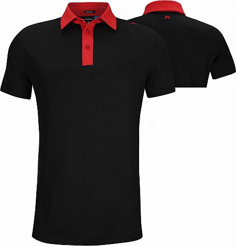 J.Lindeberg Henry Reg Lux Pique Golf Shirts - Black