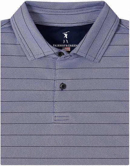 Fairway & Greene USA Hero Stripe Jersey Golf Shirts - Marine