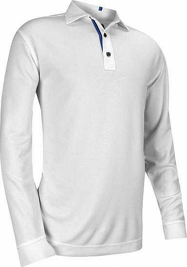 FootJoy Thermolite Solid Long Sleeve Golf Shirts - White - FJ Tour Logo Available