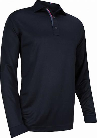 FootJoy Thermolite Solid Long Sleeve Golf Shirts - Navy - FJ Tour Logo Available