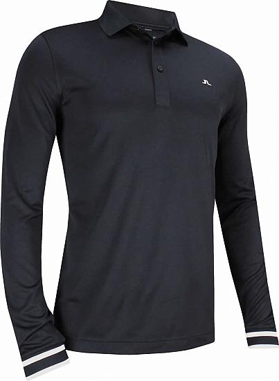 J.Lindeberg Olle TX Peached Polo Long Sleeve Golf Shirts - JL Navy