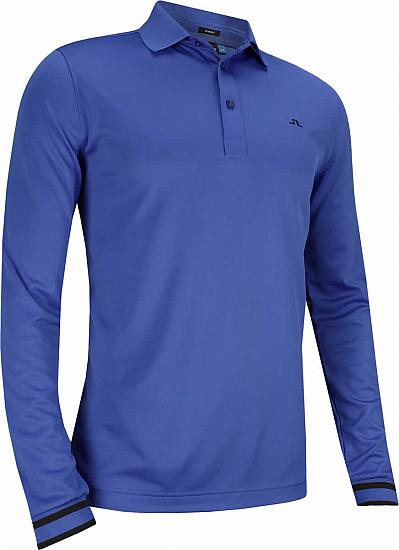 J.Lindeberg Olle TX Peached Polo Long Sleeve Golf Shirts - Daz Blue - ON SALE