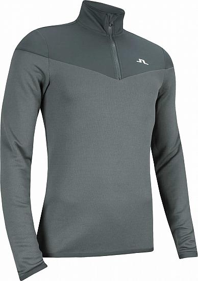 J.Lindeberg Hubbard Quarter-Zip Structured Golf Pullovers - Dark Grey