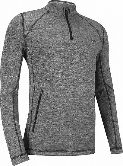 Lacoste Sport Waffled Quarter-Zip Golf Pullovers - Roche Grey - HOLIDAY SPECIAL