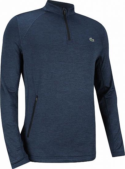 Lacoste Sport Waffled Quarter-Zip Golf Pullovers - Lokka Blue - HOLIDAY SPECIAL