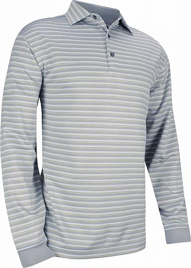 FootJoy Thermolite Multi Stripe Long Sleeve Golf Shirts - Grey - FJ Tour Logo Available