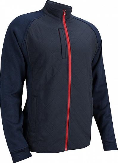 FootJoy Quilted Sweater Fleece Full-Zip Golf Jackets - FJ Tour Logo Available - Navy