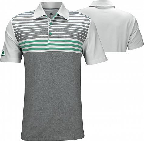 Adidas Ultimate 3-Stripe Heather Gradient Golf Shirts - Grey